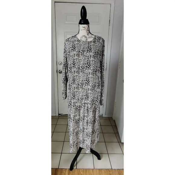 Asos Animal Print Midi Dress Size 14 Long Sleeve Casual Leopard - Picture 1 of 12